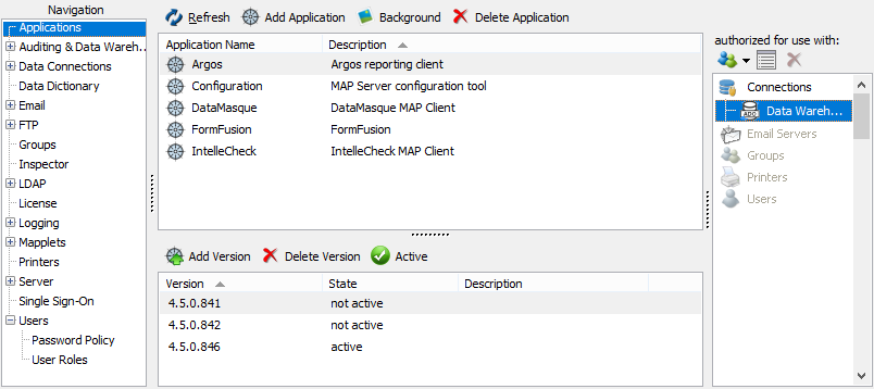 The Data Warehouse connection has been authorized for use with Argos.